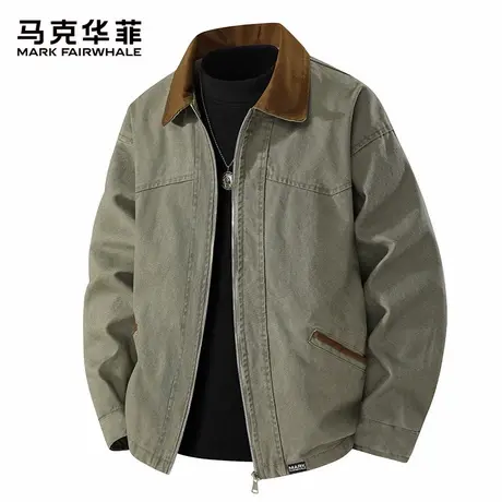 马克华菲男士纯棉潮牌工装夹克秋季2025新款美式复古翻领宽松外套图片