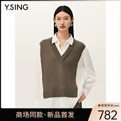 【商场同款】Y.SING衣香丽影2025秋冬拼接长袖上衣150821124商品大图