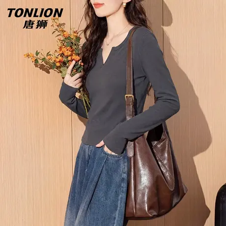 唐狮官方修身长袖t恤女2026新款春打底衣女内搭高级感外穿上衣VC图片