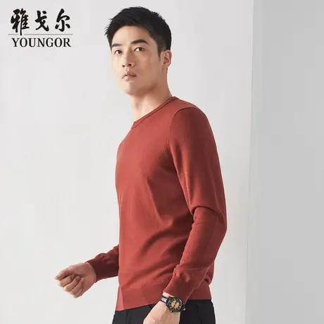 雅戈尔奥莱 男装毛衣秋冬新款纯羊毛衫休闲潮流圆领针织衫商品大图