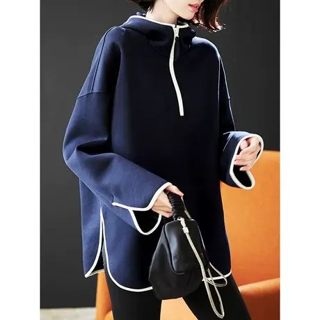 宝诗黎【新品价268元】连帽宽松慵懒拉链卫衣ZY2067图片