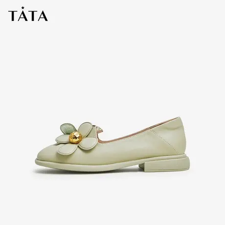 超品预售Tata/他她2022秋商场同款甜美百搭圆头乐福鞋新款图片