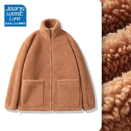 真维斯LIFE加绒外套女秋冬2023新款爆款小个子加厚颗粒绒开衫上衣商品大图