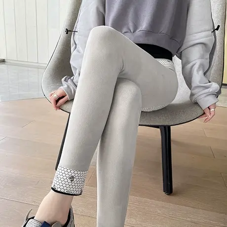 黑色鲨鱼裤女冬季2024新款高腰提臀芭比加绒加厚瑜伽外穿打底裤子图片