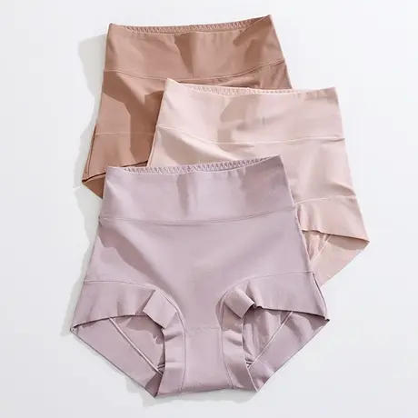 60支精梳棉内裤女高腰收腹无痕大码胖mm安全裤防走光平角短款薄夏商品大图
