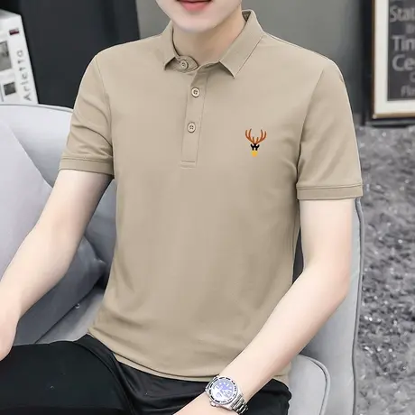 翻领保罗polo衫男士短袖t恤潮牌鹿头有领上衣服冰丝凉感夏季半袖商品大图