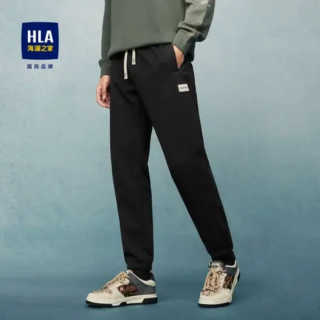 HLA/海澜之家抽绳松紧腰休闲裤2023秋季新款舒适弹力宽松锥形裤男商品大图