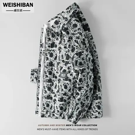 美式休闲小众设计感老花翻领夹克男春秋豹纹提花高街痞帅牛仔外套图片