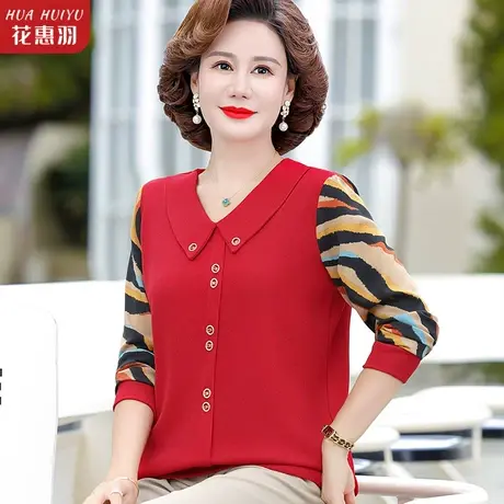 妈妈秋装洋气打底衫上衣女中老年人春秋内搭针织长袖T恤小衫衣服商品大图