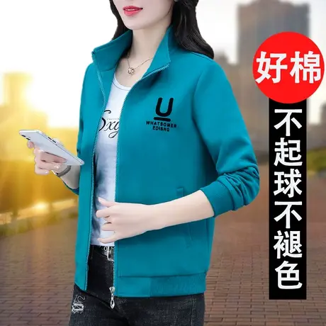 恋上17号外套女韩版时尚立领上衣春秋2023年新款中年妈妈显瘦短款商品大图