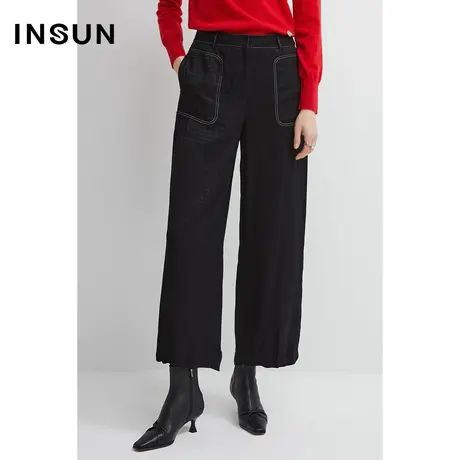 恩裳奥莱春季提花暗纹柔软透气阔腿裤商品大图