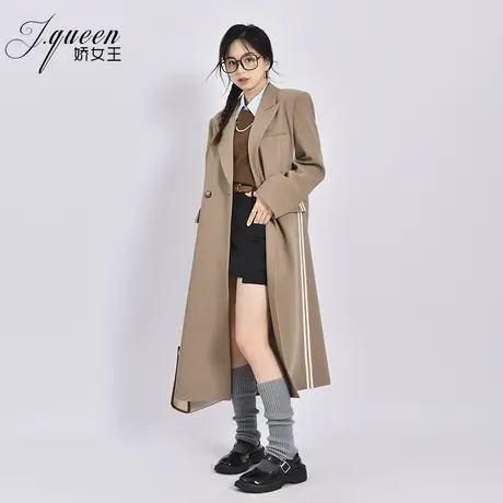 西装大衣女士2024春季新款气质时尚高级感中长款廓形正肩西服外套图片