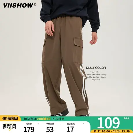 VIISHOW秋季新款美式复古运动休闲裤男士秋季百搭情侣直筒裤子男商品大图