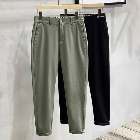 简约净色男士牛仔裤韩版百搭时尚休闲裤春秋季潮男修身小脚九分裤图片