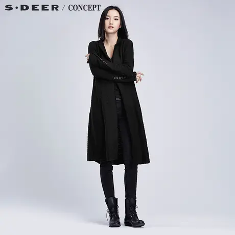 sdeer圣迪奥女装粗粝质感长款翻领外套S16381848🥅图片