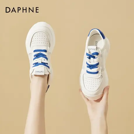 达芙妮厚底小白鞋女2022夏季新款真皮薄款圆头休闲板鞋透气女鞋子商品大图