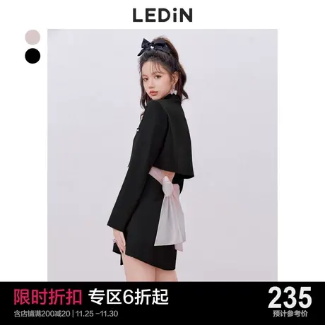 乐町甜美露腰西装裙休闲秋季新款女早秋通勤甜酷辣妹镂空连衣裙商品大图