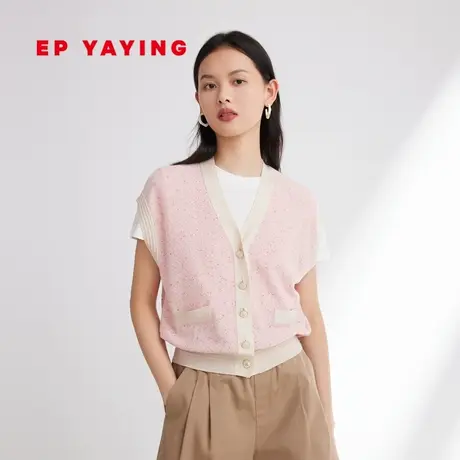 EP雅莹女装 桑蚕丝棉混纺小香风针织马甲开衫 2023新款9005A商品大图