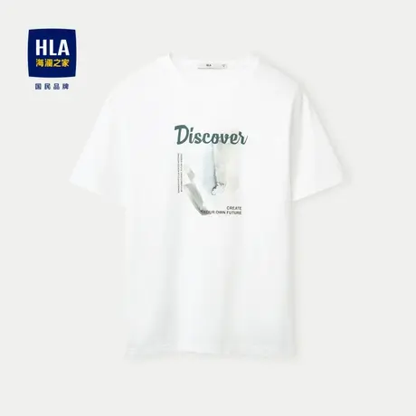HLA/海澜之家棉盖丝短袖T恤春夏圆领针织透气撞色泼墨印花短袖男图片