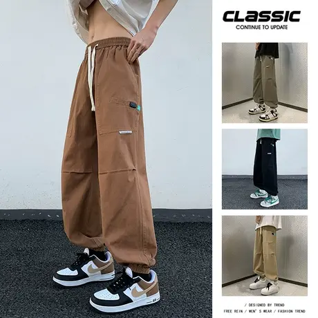 日系运动裤男款秋冬季潮牌工装裤宽松束脚高街美式大码休闲长裤子商品大图