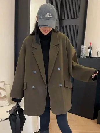 纯色西装外套女2024年春秋季新款韩版休闲百搭小个子气质西服上衣商品大图