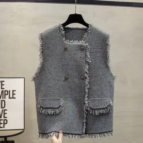 流苏针织开衫马甲背心女2024春秋新款宽松外穿马夹外搭毛衣坎肩潮商品大图