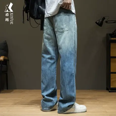 希越天丝莱赛尔牛仔裤男2024春季新款宽松大码休闲裤男士凉感长裤商品大图