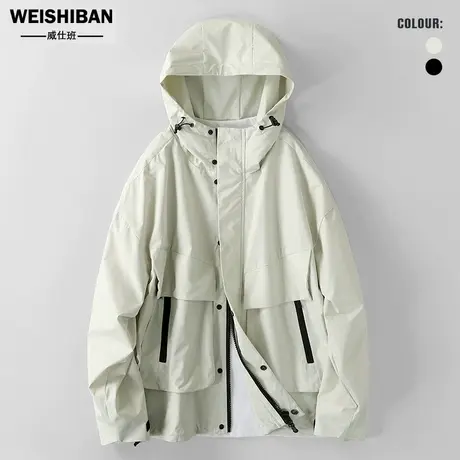 潮牌原创机能运动风衣外套男新款春秋季连帽户外防风痞帅休闲夹克商品大图