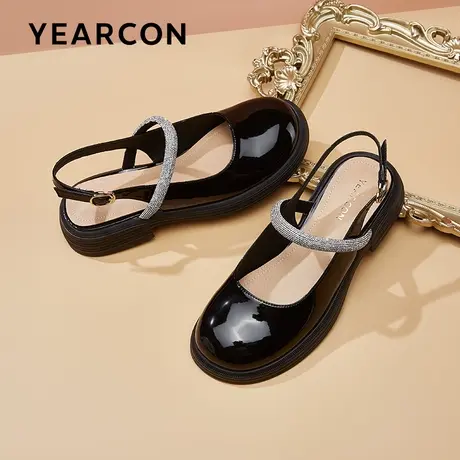 意尔康玛丽珍凉鞋女外穿2023夏季新款网红圆头高跟单鞋包头懒人鞋商品大图