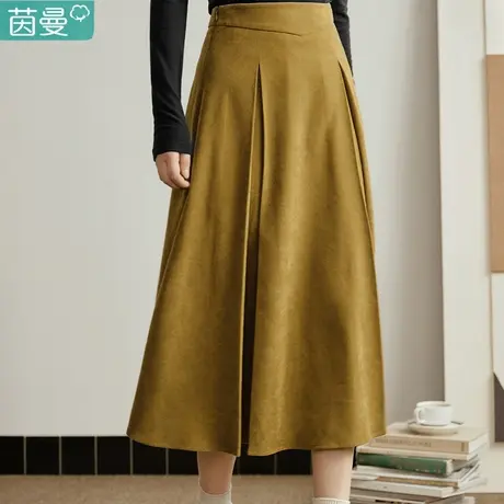 茵曼官方旗舰店法式气质半身裙女202春新款春季高腰显瘦A字长裙子图片