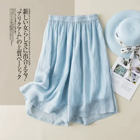 2022夏季新款棉麻裤女亚麻宽松苎麻休闲裤阔腿裤女高腰垂感七分裤商品大图