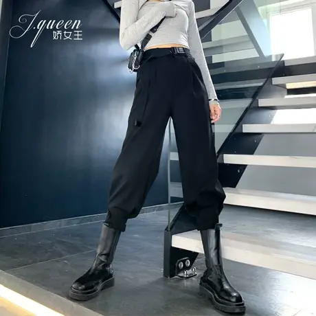 高腰哈伦裤女九分秋季新款潮流百搭休闲老爹裤宽松显瘦束脚萝卜裤图片