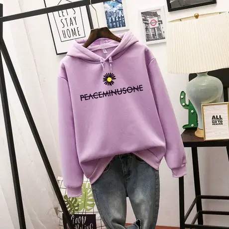 连帽卫衣女秋冬韩版宽松加绒加厚ins百搭原宿bf慵懒风学生外套潮图片