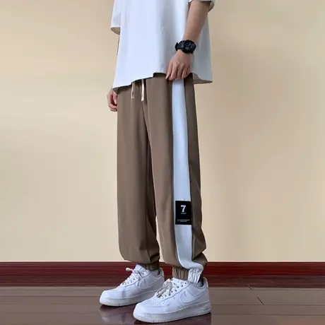 冰丝裤子男夏季薄款美式重磅休闲卫裤潮牌束脚oversize哈伦运动裤商品大图