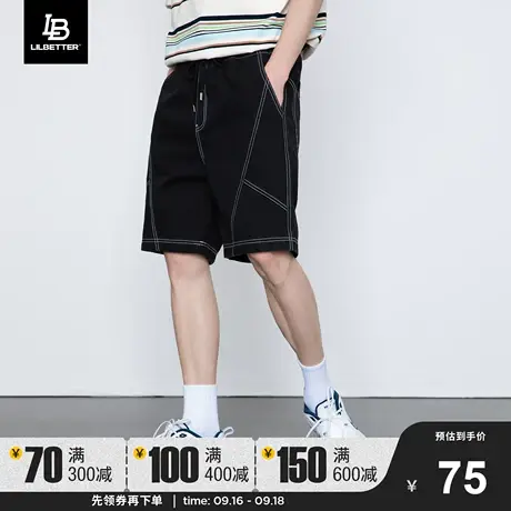 Lilbetter短裤男休闲裤夏季2023新款中裤男士宽松牛仔五分裤潮LB商品大图