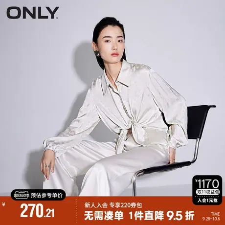 ONLY2023秋季新款法式通勤轻薄刺绣透气宽松翻领衬衫女|123331001商品大图