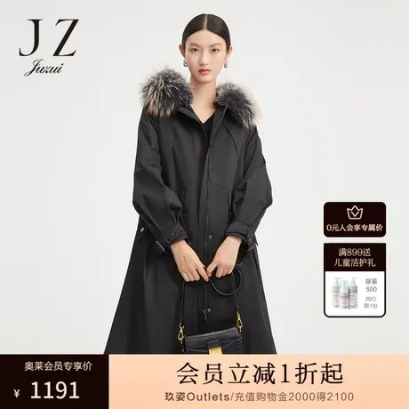玖姿官方奥莱貉子毛领兔毛皮草内胆休闲女派克服-JZ冬季新款图片