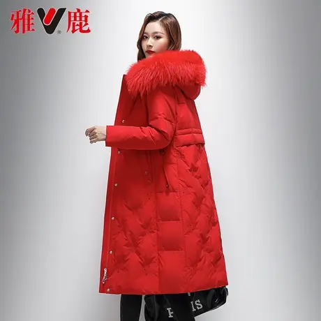 雅鹿大狐狸毛领羽绒服女中长款2022冬季新款长过膝宽松加厚外套潮商品大图