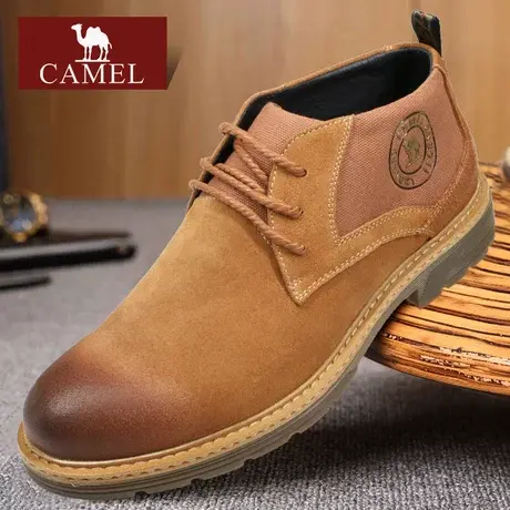 Camel/骆驼男鞋 英伦真磨砂翻毛牛皮皮鞋子 工装短靴男低帮马丁靴商品大图