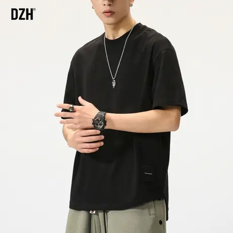 男士黑色t恤男夏季潮牌男装宽松日系纯棉短袖男款潮流半袖体恤衫商品大图