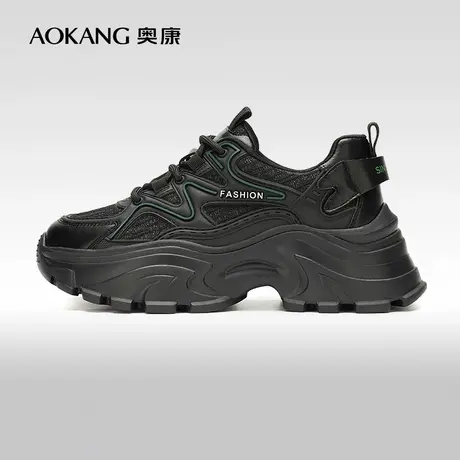 奥康女鞋春秋季新款休闲时尚运动鞋厚底舒适潮流透气系带老爹鞋M商品大图