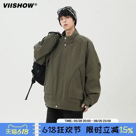 VIISHOW美式立领复古夹克男士2025春季新款情侣款松潮牌休闲外套商品大图