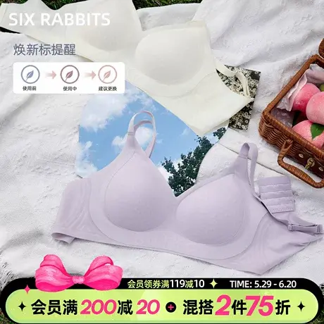 六只兔子抑菌凉感内衣夏季薄款透气薄款文胸小胸聚拢防下垂胸罩女商品大图