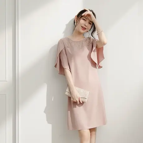 桔熊夏季蕾丝拼接雪纺气质宴会小礼服宽松连衣裙子女神大码DA9715图片