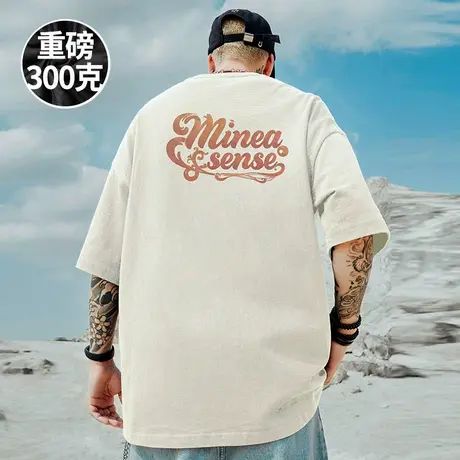 美式重磅潮牌宽松T恤胖子短袖男加肥加大ins字母大码男装夏季潮流商品大图