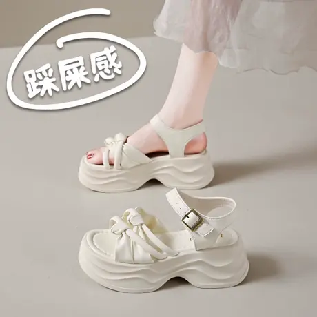 厚底凉鞋女2025新款夏季增高松糕罗马鞋仙女配裙子沙滩鞋配裙子图片