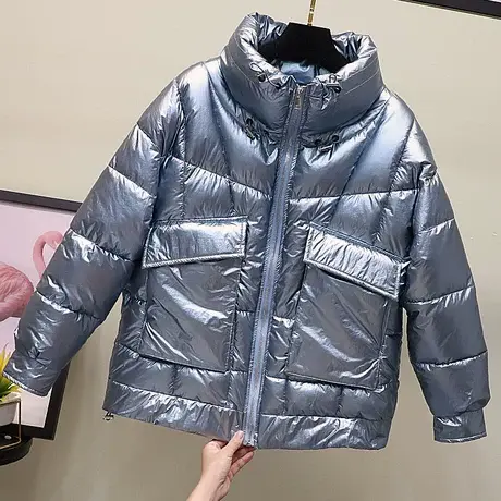 亮面羽绒棉服女短款韩版宽松ins棉衣东大门2023新款学生冬装外套商品大图