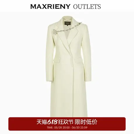 【奥莱】MAXRIENY花冰雪女王系列呢大衣长款复古通勤风衣女图片