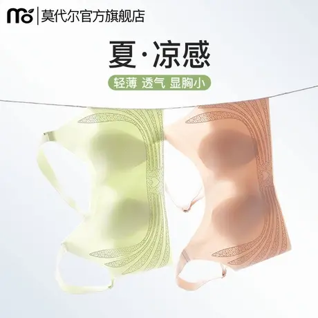 凉感内衣女夏薄款大胸显小软支撑收副乳防下垂无痕透气聚拢文胸罩商品大图