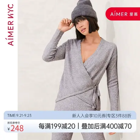 爱慕NYC家居服女可外穿诺玛德长袖斜襟上衣睡衣AN450351图片